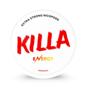 Killa 13 Energy Extra Strong 12.8mg tobacco-free nicotine pouches in Australia with 13 energy extra strong 12. flavour and 8mg strength