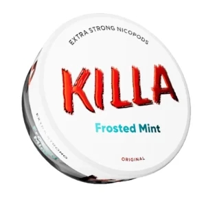 Killa Frosted Mint Extra Strong 12.8mg tobacco-free nicotine pouches in Australia with frosted mint extra strong 12. flavour and 8mg strength