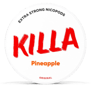 Killa Pineapple Extra Strong 12.8mg tobacco-free nicotine pouches in Australia with pineapple extra strong 12. flavour and 8mg strength