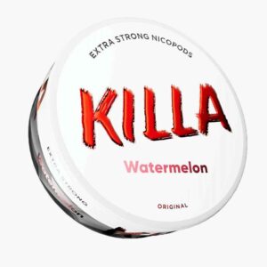 Killa Watermelon Extra Strong 12.8mg tobacco-free nicotine pouches in Australia with watermelon extra strong 12. flavour and 8mg strength